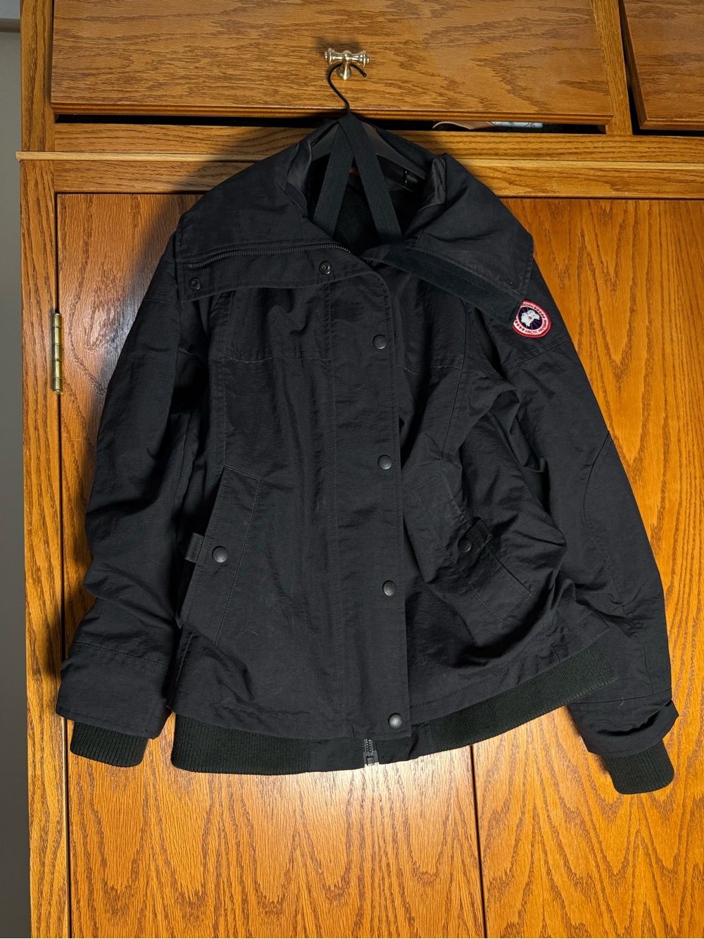 Canada Goose Black Women's Hooded Bomber-Style Jacket